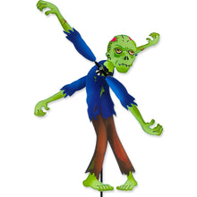 Load image into Gallery viewer, Animated Zombie With spinning arms and blue outfit on a white background