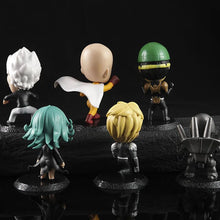 Load image into Gallery viewer, 6Pcs One Punch Man Chibi Anime Figures, Saitama Genos Garou Bang Tatsumaki Mumen Rider Metal Knight, OPM Collection Set