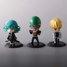 Load image into Gallery viewer, 6Pcs One Punch Man Chibi Anime Figures, Saitama Genos Garou Bang Tatsumaki Mumen Rider Metal Knight, OPM Collection Set