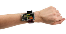 Load image into Gallery viewer, Wrist wearing a futuristic smartwatch with a digital display on a white background