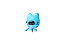 Load image into Gallery viewer, A small blue cat-shaped toy or figurine with a black rectangular face, white ears and feet, and dark stripe details on the sides, centered on a plain white background.