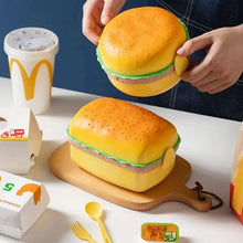 Load image into Gallery viewer, Cute Kawaii Double-Tier Burger Bento Box for Kids, Microwave Safe Fun and Functional Lunchware