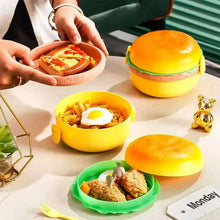Load image into Gallery viewer, Cute Kawaii Double-Tier Burger Bento Box for Kids, Microwave Safe Fun and Functional Lunchware
