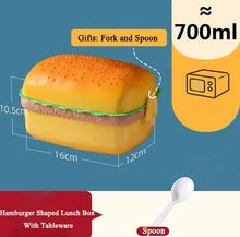 Load image into Gallery viewer, Cute Kawaii Double-Tier Burger Bento Box for Kids, Microwave Safe Fun and Functional Lunchware