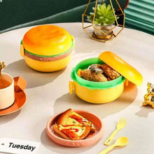 Load image into Gallery viewer, Cute Kawaii Double-Tier Burger Bento Box for Kids, Microwave Safe Fun and Functional Lunchware