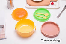 Load image into Gallery viewer, Cute Kawaii Double-Tier Burger Bento Box for Kids, Microwave Safe Fun and Functional Lunchware