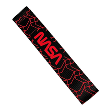 Load image into Gallery viewer, A black athletic Watch band with a red web-like pattern and a large red NASA logo, shown diagonally on a plain white background.