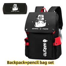 Load image into Gallery viewer, Naruto Anime Backpack, Includes Pencil Case and External Charging Port, Uzumaki Akatsuki School Students Schoolbag Leisure Computer Bag