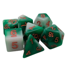 Load image into Gallery viewer, Pine Needles - 7 Piece DnD Dice Set | Acrylic RPG Gaming Dice