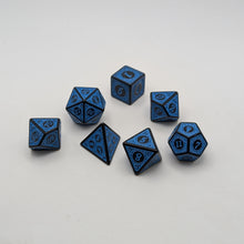 Load image into Gallery viewer, Magic Flame (Blue) - Enchanted Seas - 7 Piece DnD Dice Set | Acrylic RPG Gaming Dice