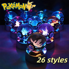 Load image into Gallery viewer, Pokemon 3D Crystal Ball Pikachu Gengar Eevee Mewtwo Anime Pokeball with Led Night Light Base
