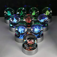 Load image into Gallery viewer, Pokemon 3D Crystal Ball Pikachu Gengar Eevee Mewtwo Anime Pokeball with Led Night Light Base