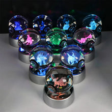 Load image into Gallery viewer, Pokemon 3D Crystal Ball Pikachu Gengar Eevee Mewtwo Anime Pokeball with Led Night Light Base