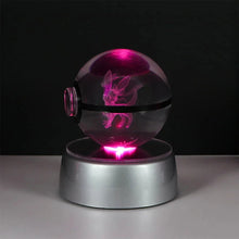 Load image into Gallery viewer, Pokemon 3D Crystal Ball Pikachu Gengar Eevee Mewtwo Anime Pokeball with Led Night Light Base