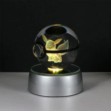 Load image into Gallery viewer, Pokemon 3D Crystal Ball Pikachu Gengar Eevee Mewtwo Anime Pokeball with Led Night Light Base