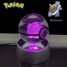 Load image into Gallery viewer, Pokemon 3D Crystal Ball Pikachu Gengar Eevee Mewtwo Anime Pokeball with Led Night Light Base