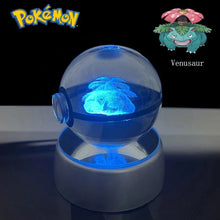 Load image into Gallery viewer, Pokemon 3D Crystal Ball Pikachu Gengar Eevee Mewtwo Anime Pokeball with Led Night Light Base