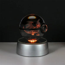 Load image into Gallery viewer, Pokemon 3D Crystal Ball Pikachu Gengar Eevee Mewtwo Anime Pokeball with Led Night Light Base