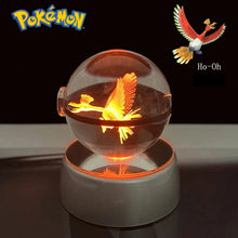 Load image into Gallery viewer, Pokemon 3D Crystal Ball Pikachu Gengar Eevee Mewtwo Anime Pokeball with Led Night Light Base