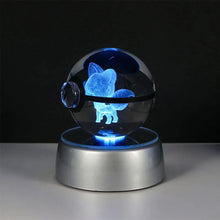 Load image into Gallery viewer, Pokemon 3D Crystal Ball Pikachu Gengar Eevee Mewtwo Anime Pokeball with Led Night Light Base