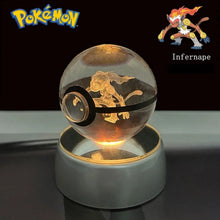 Load image into Gallery viewer, Pokemon 3D Crystal Ball Pikachu Gengar Eevee Mewtwo Anime Pokeball with Led Night Light Base