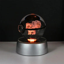 Load image into Gallery viewer, Pokemon 3D Crystal Ball Pikachu Gengar Eevee Mewtwo Anime Pokeball with Led Night Light Base