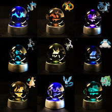 Load image into Gallery viewer, Pokemon 3D Crystal Pokeball with LED Light Base, Kids Anime Toy Gifts 2 in