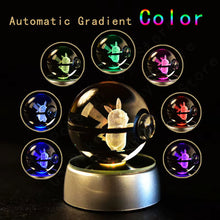 Load image into Gallery viewer, Pokemon 3D Crystal Pokeball with LED Light Base, Kids Anime Toy Gifts 2 in