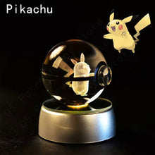 Load image into Gallery viewer, Pokemon 3D Crystal Pokeball with LED Light Base, Kids Anime Toy Gifts 2 in