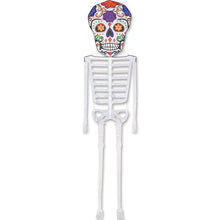 Load image into Gallery viewer, 21 foo tall dia de los muertos Sugar Skull skeleton kite on a white background