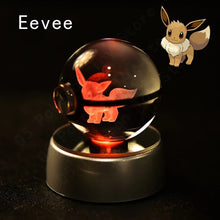 Load image into Gallery viewer, Pokemon 3D Crystal Ball Pokeballs with LED Light Base, Kids Anime Toy Gifts