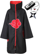 Load image into Gallery viewer, Akatsuki Uchiha Itachi Cloak for Kids & Adults Long Black Robe Cosplay Costume with Accessories