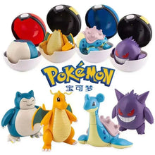 Load image into Gallery viewer, Pokemon Pokeball Anime Figures Toys, Pikachu Gengar Dragonite Snorlax Lapras Pocket Pokeball Toys