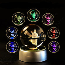 Load image into Gallery viewer, Pokemon 3D Crystal Ball Pokeballs with LED Light Base, Kids Anime Toy Gifts