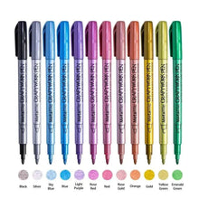 Load image into Gallery viewer, 12 Colors Metallic Markers Pens Silver Gold Paint Pens for Black Paper, Glass, Rock Painting