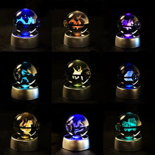 Load image into Gallery viewer, Pokemon 3D Crystal Ball Pokeballs with LED Light Base, Kids Anime Toy Gifts