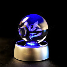 Load image into Gallery viewer, Pokemon 3D Crystal Ball Pokeballs with LED Light Base, Kids Anime Toy Gifts