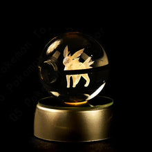 Load image into Gallery viewer, Pokemon 3D Crystal Ball Pokeballs with LED Light Base, Kids Anime Toy Gifts
