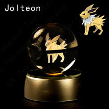 Load image into Gallery viewer, Pokemon 3D Crystal Ball Pokeballs with LED Light Base, Kids Anime Toy Gifts