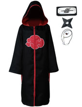 Load image into Gallery viewer, Akatsuki Uchiha Itachi Cloak for Kids & Adults Long Black Robe Cosplay Costume with Accessories