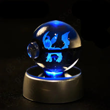 Load image into Gallery viewer, Pokemon 3D Crystal Ball Pokeballs with LED Light Base, Kids Anime Toy Gifts