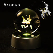 Load image into Gallery viewer, Pokemon 3D Crystal Ball Pokeballs with LED Light Base, Kids Anime Toy Gifts
