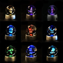 Load image into Gallery viewer, Pokemon 3D Crystal Ball Pokeballs with LED Light Base, Kids Anime Toy Gifts