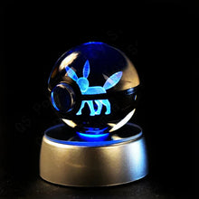 Load image into Gallery viewer, Pokemon 3D Crystal Ball Pokeballs with LED Light Base, Kids Anime Toy Gifts