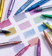 Load image into Gallery viewer, 12 Colors Metallic Markers Pens Silver Gold Paint Pens for Black Paper, Glass, Rock Painting