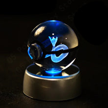 Load image into Gallery viewer, Pokemon 3D Crystal Ball Pokeballs with LED Light Base, Kids Anime Toy Gifts