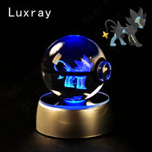 Load image into Gallery viewer, Pokemon 3D Crystal Ball Pokeballs with LED Light Base, Kids Anime Toy Gifts