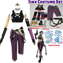 Load image into Gallery viewer, Arcane Jinx Cosplay Costume β LOL Season 2 Loli Outfit with Wig & Accessories