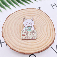 Load image into Gallery viewer, Work Hard Cat Enamel Pin – Funny Accessory for Cat Lovers