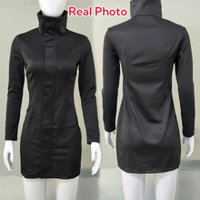 Load image into Gallery viewer, Black dress on a mannequin with front and back views against a neutral background
